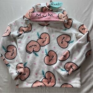 Coquette Pastel Dream Peach-Heart Printed Hooded Sweater Girls-Size (L)14-16